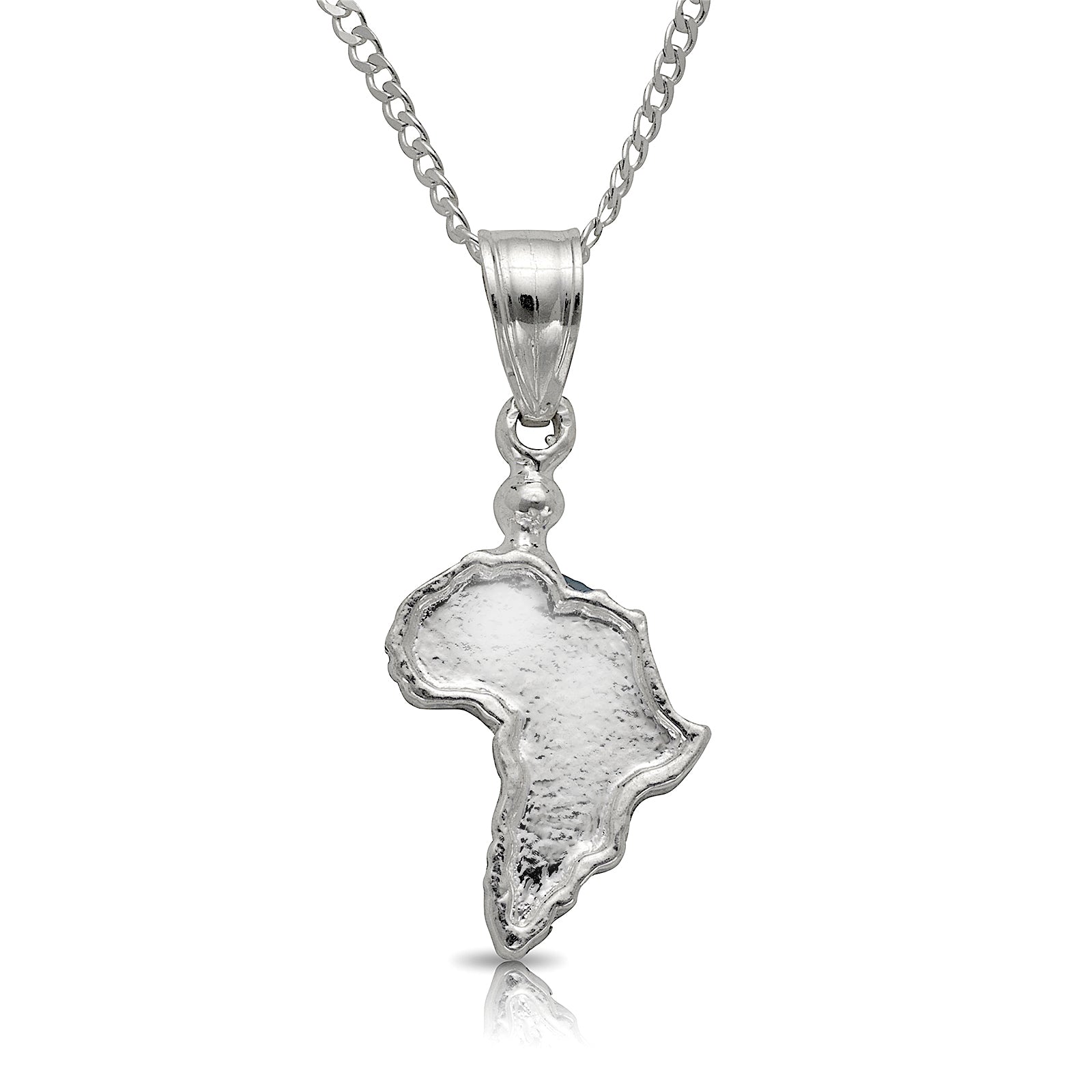 Map of Africa Pendant w. Cuban chain .925 Sterling Silver - Betterjewelry