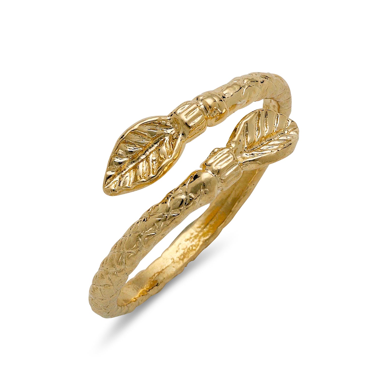Leaf ends 10K Yellow Gold West Indian style ring - Betterjewelry