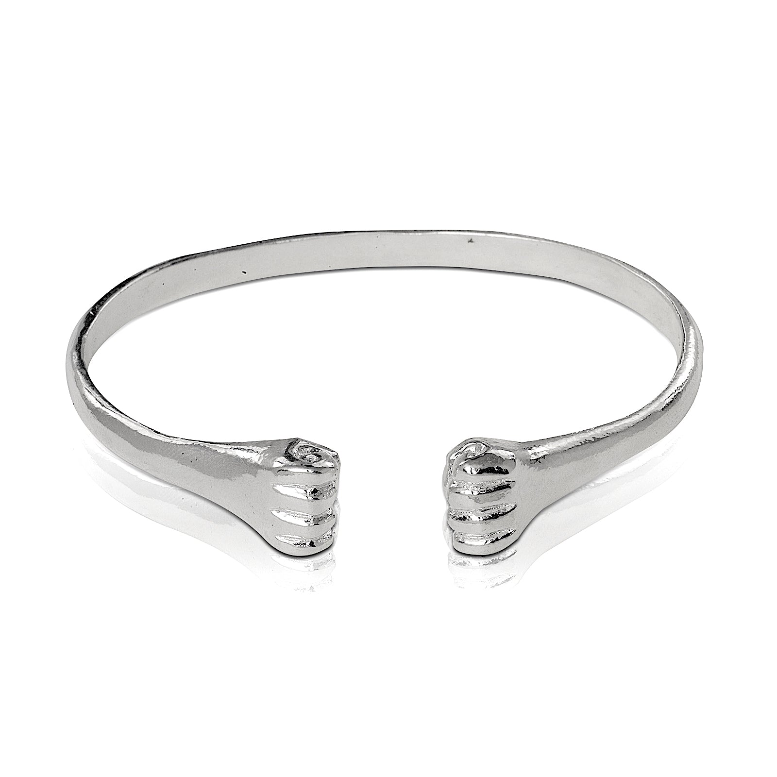 .925 Sterling Silver Flat Fists ends bangle - Betterjewelry
