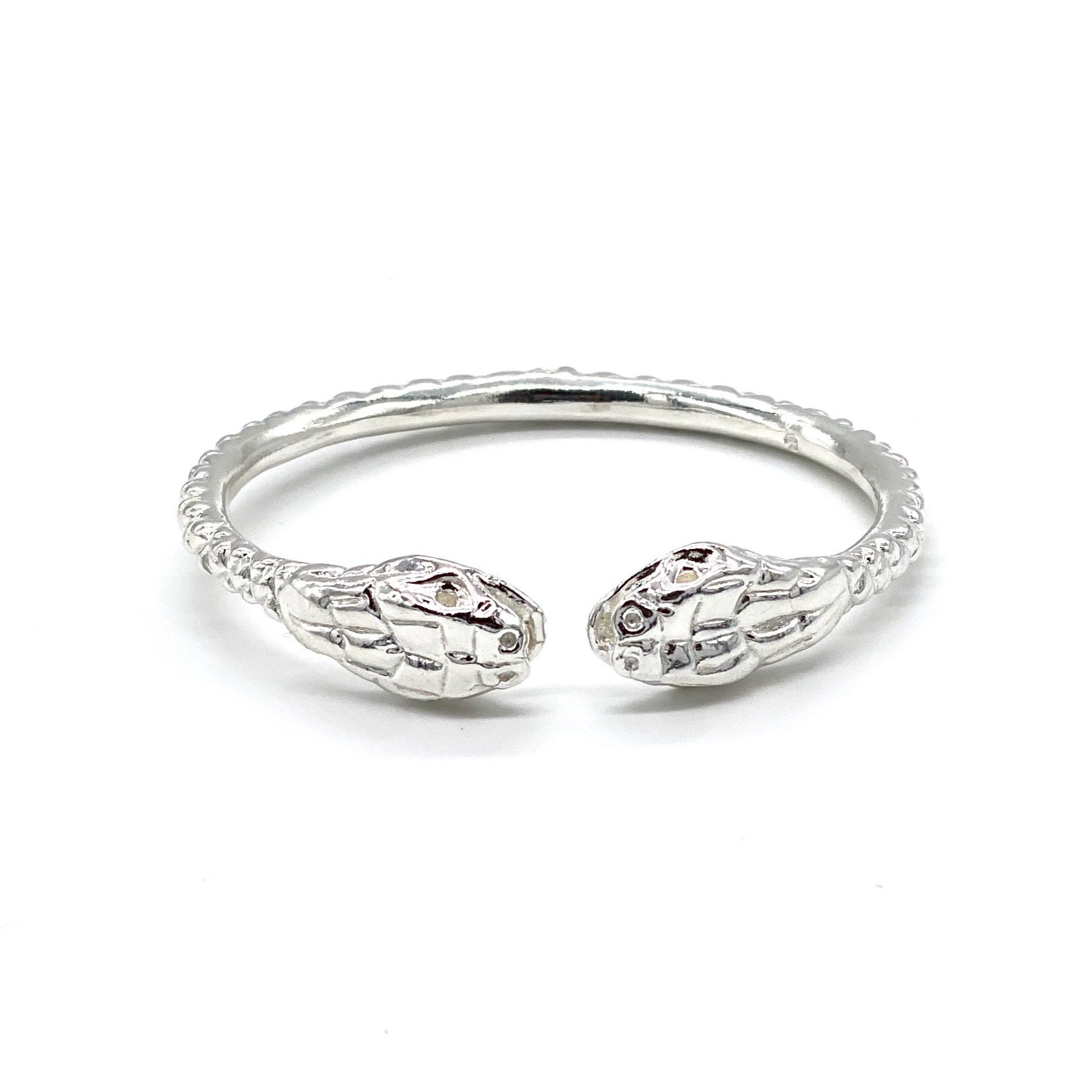 Thick Snake Ends .925 Sterling Silver West Indian Bangle - Betterjewelry