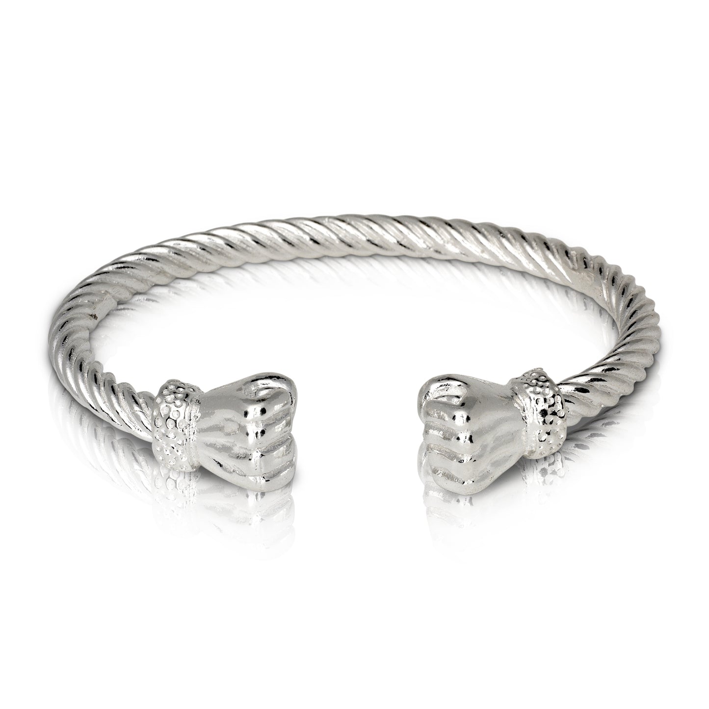 Better Jewelry Fist Ends Coiled Rope West Indian Bangle .925 Sterling Silver (1 piece)