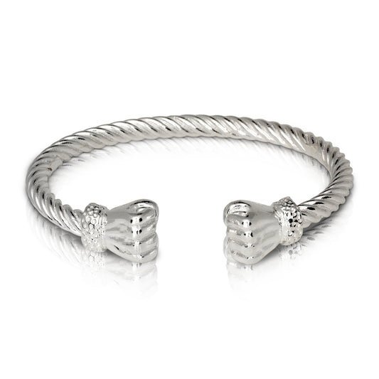 Better Jewelry Fist Ends Coiled Rope West Indian Bangle .925 Sterling Silver (1 piece)