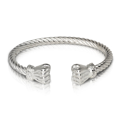 Better Jewelry Fist Ends Coiled Rope West Indian Bangle .925 Sterling Silver,1 piece