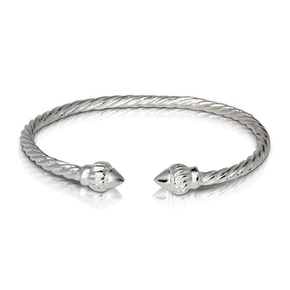 RIDGED ARROW COILED ROPE WEST INDIAN BANGLE .925 STERLING SILVER (MADE IN USA) - Betterjewelry