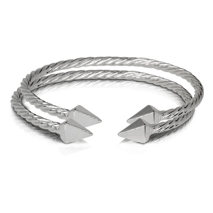 Better Jewelry, Pyramid Ends Coiled Rope West Indian Bangles .925 Sterling Silver, 1 pair