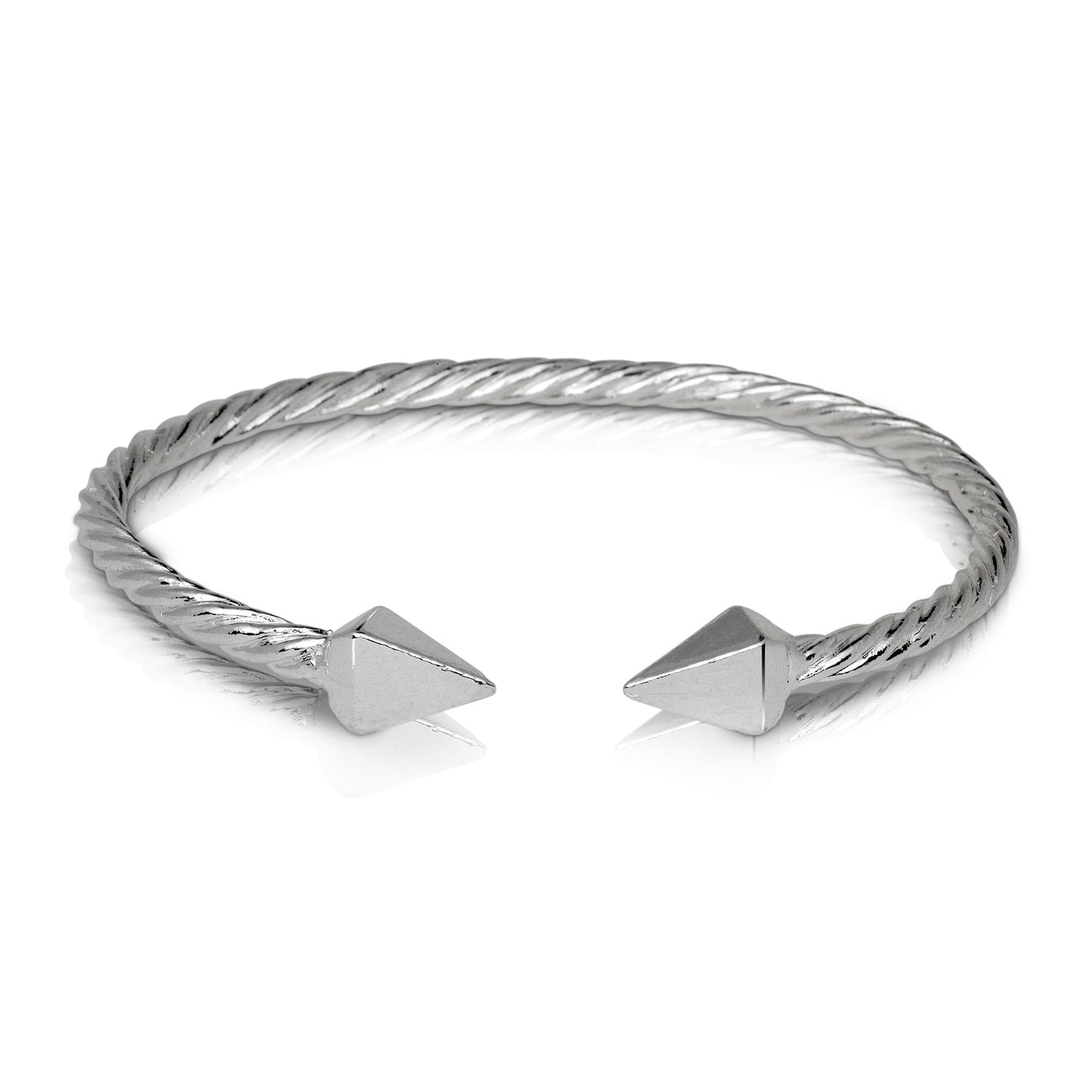 Better Jewelry PYRAMID ENDS COILED ROPE WEST INDIAN BANGLE .925 STERLING SILVER (MADE IN USA), 1 piece
