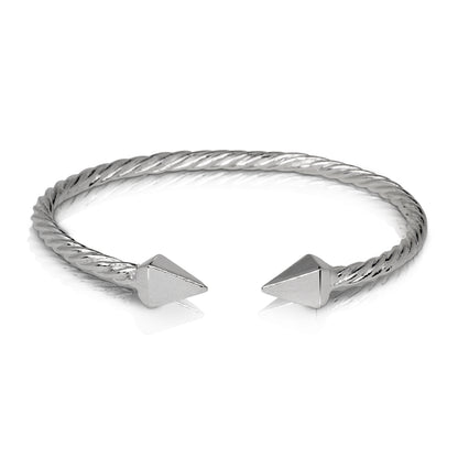 Better Jewelry PYRAMID ENDS COILED ROPE WEST INDIAN BANGLE .925 STERLING SILVER (MADE IN USA), 1 piece