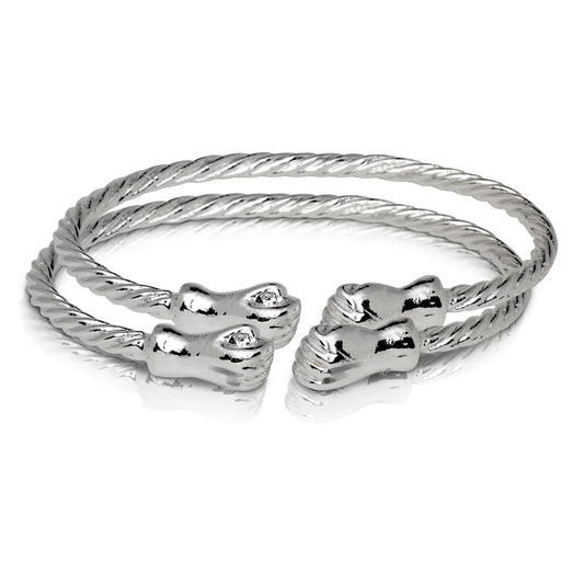 Better Jewelry, Fist Ends Coiled Rope West Indian Bangles, .925 Sterling Silver, 1 pair