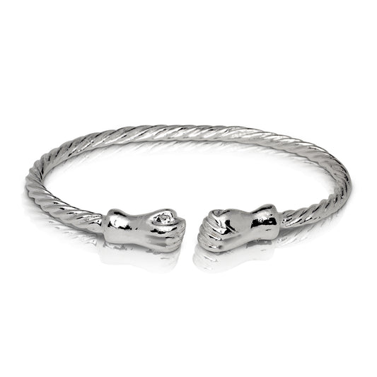 Better Jewelry FIST ENDS COILED ROPE WEST INDIAN BANGLE .925 STERLING SILVER (MADE IN USA)
