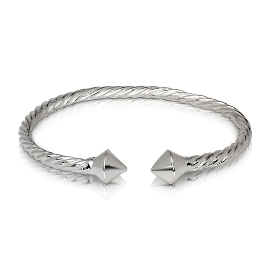 Better Jewelry, Thick Pyramid Colied Rope .925 Sterling Silver West Indian Bangle, 1 piece