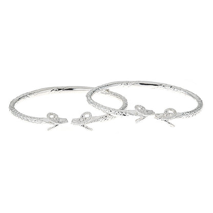 Solid .925 Sterling Silver Thick West Indian Bangles with Ram Ends (PAIR) - Betterjewelry