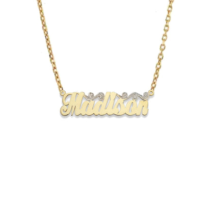 Better Jewelry Script Carved 14K Gold Nameplate Necklace