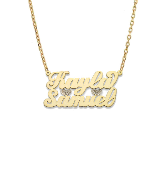 Better Jewelry Two Names Script 10K Gold Necklace