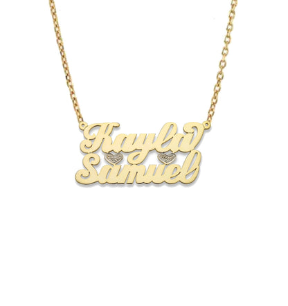 Better Jewelry Two Names Script 14K Gold Necklace