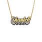 Better Jewelry Black Onyx Diamond Cut Script 14K Gold Nameplate Necklace