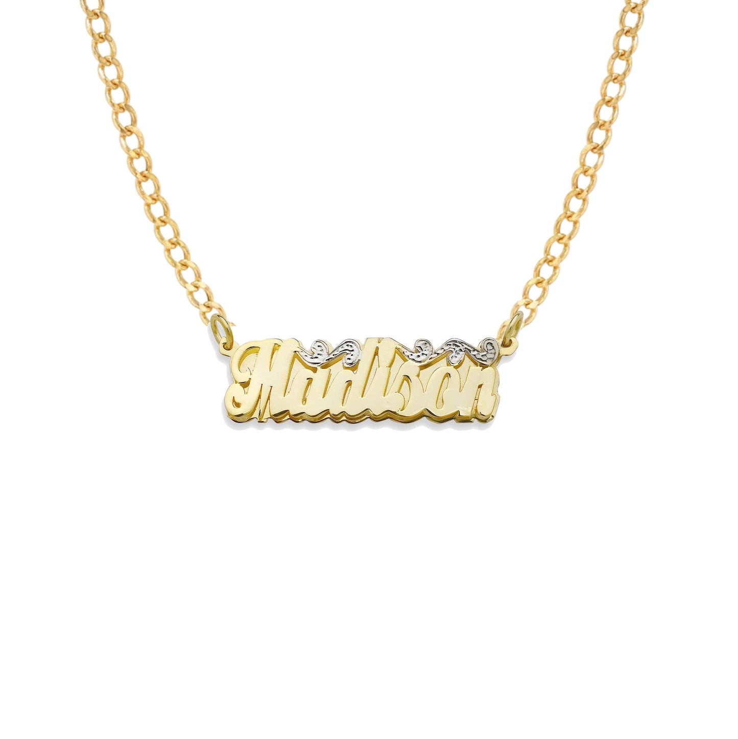 Better Jewelry Script 10K Gold Double Nameplate Necklace