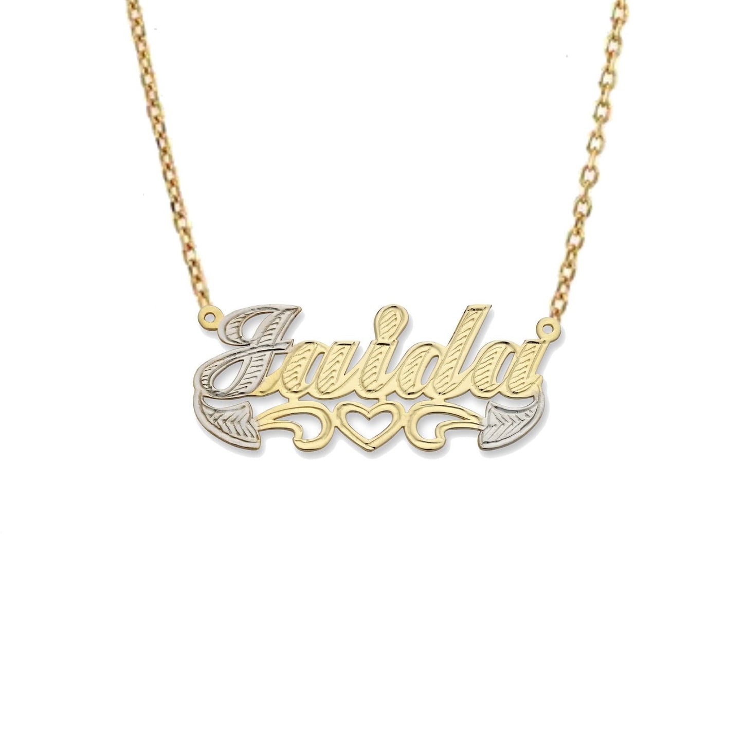 Better Jewelry Heart Diamond Cut 10K Gold Nameplate Necklace