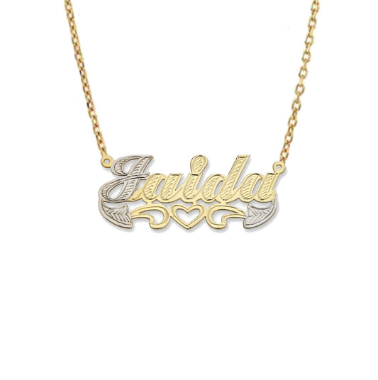 Better Jewelry Heart Diamond Cut 10K Gold Nameplate Necklace