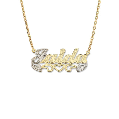 Better Jewelry Heart Diamond Cut 14K Gold Nameplate Necklace