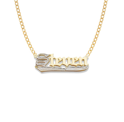 Better Jewelry Gothic 10K Gold Double Nameplate Necklace