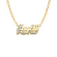 Better Jewelry Script 14K Gold Double Nameplate First Letter Diamond Cut Necklace