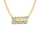 Better Jewelry Script 14K Gold Double Nameplate with Design on Top Necklace