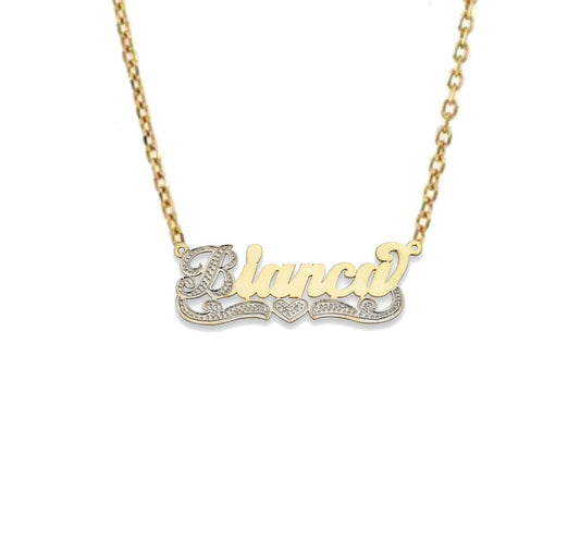 Better Jewelry Heart Script 14K Gold Nameplate Necklace