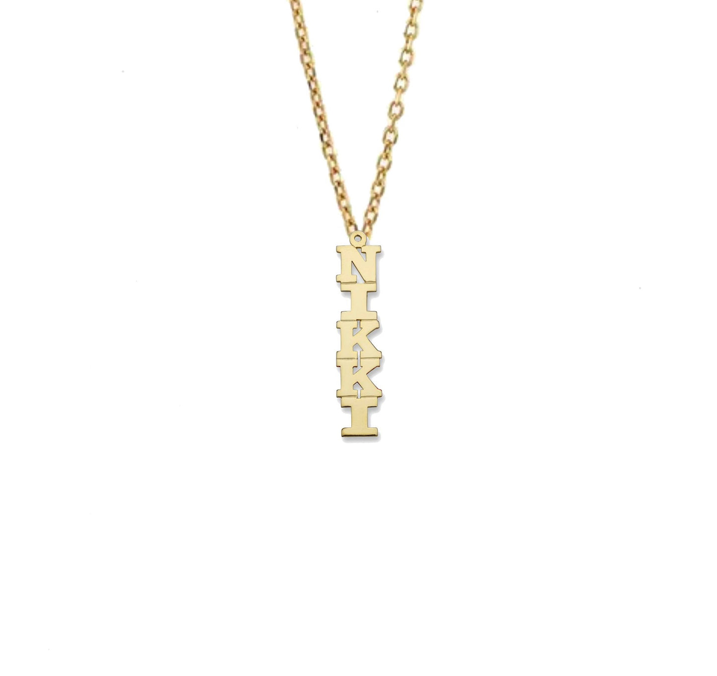 Better Jewelry Block Vertical 10K Gold Nameplate Necklace