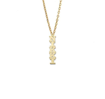 Better Jewelry Block Vertical 10K Gold Nameplate Necklace