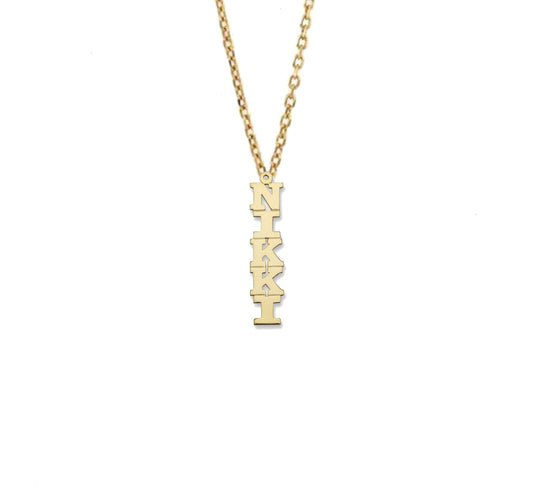 Better Jewelry Block Vertical 14K Gold Nameplate Necklace
