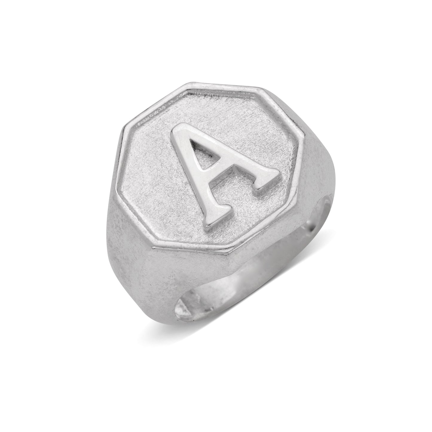 Better Jewelry Octagon Signet .925 Sterling Silver Initial Ring