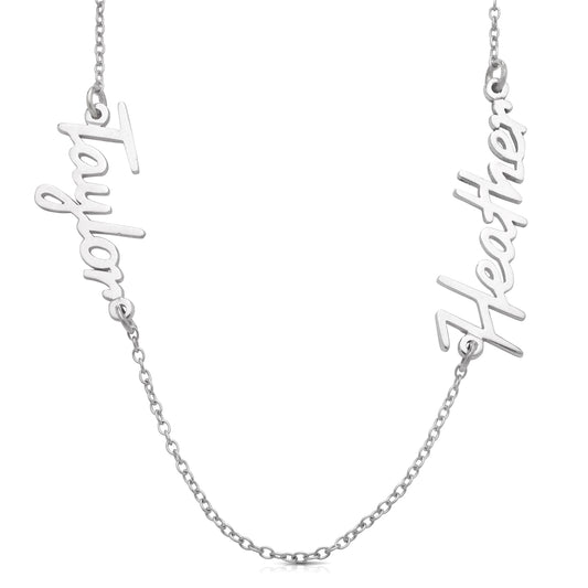 Better Jewelry New! Personalized Classic Script .925 Sterling Silver Double Name Necklace