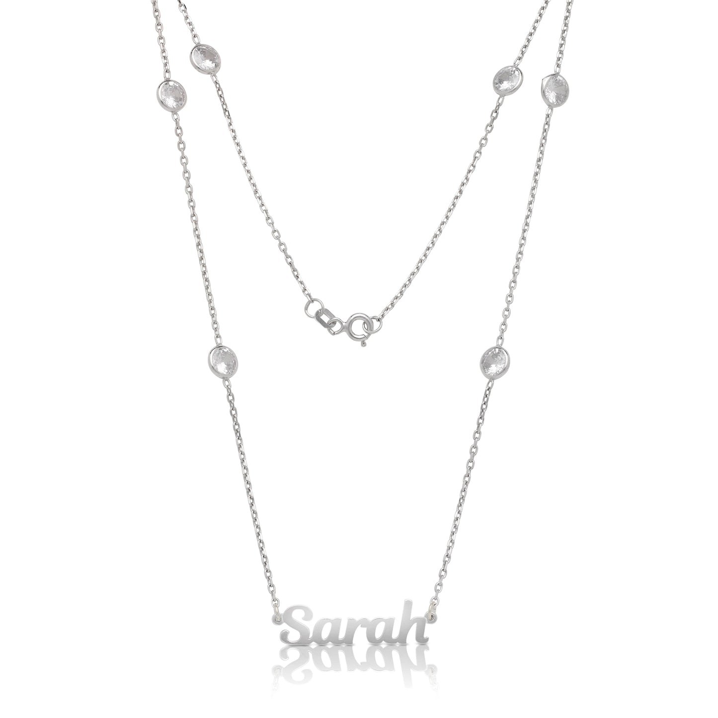 Better Jewelry New! .925 Sterling Silver Nameplate with CZ Stone Chain
