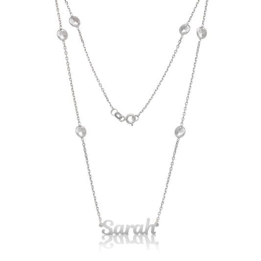 Better Jewelry New! .925 Sterling Silver Nameplate with CZ Stone Chain