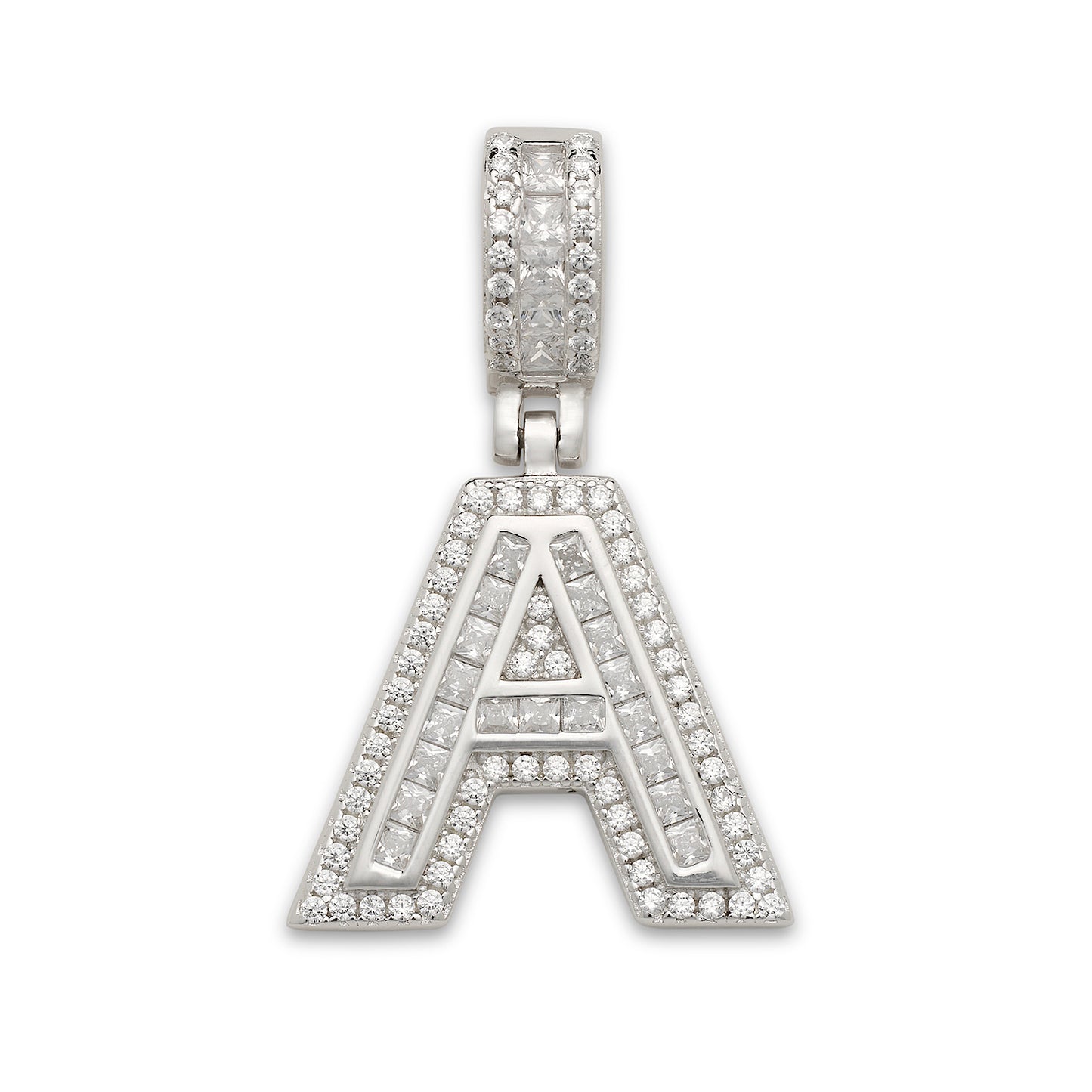 Better Jewelry Small CZ Block Letter Pendant in .925 Sterling Silver