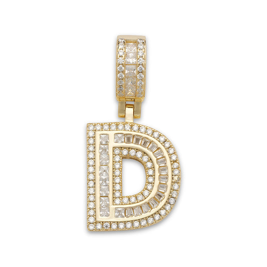Better Jewelry Small CZ Block Letter Pendant in 14K Gold Plated .925 Sterling Silver