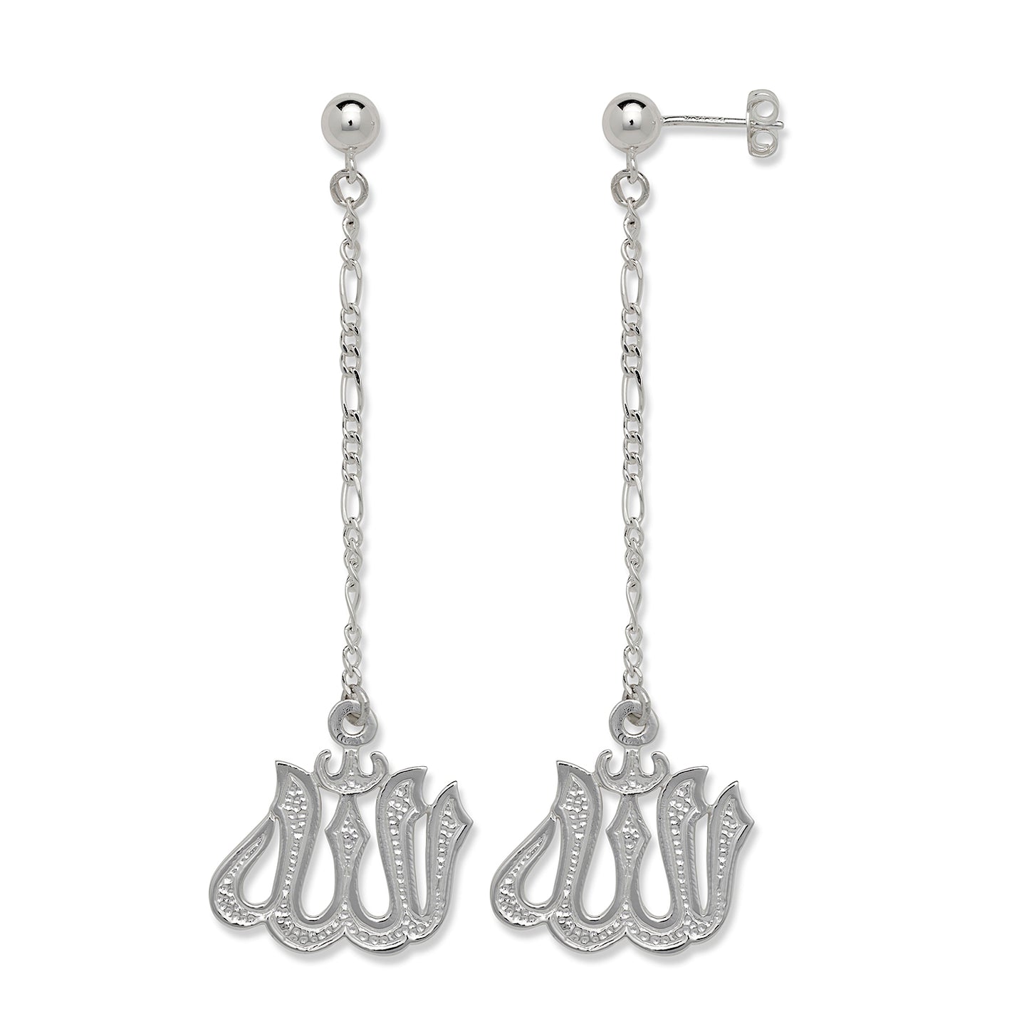 Better Jewelry Allah .925 Sterling Silver Chain Earrings