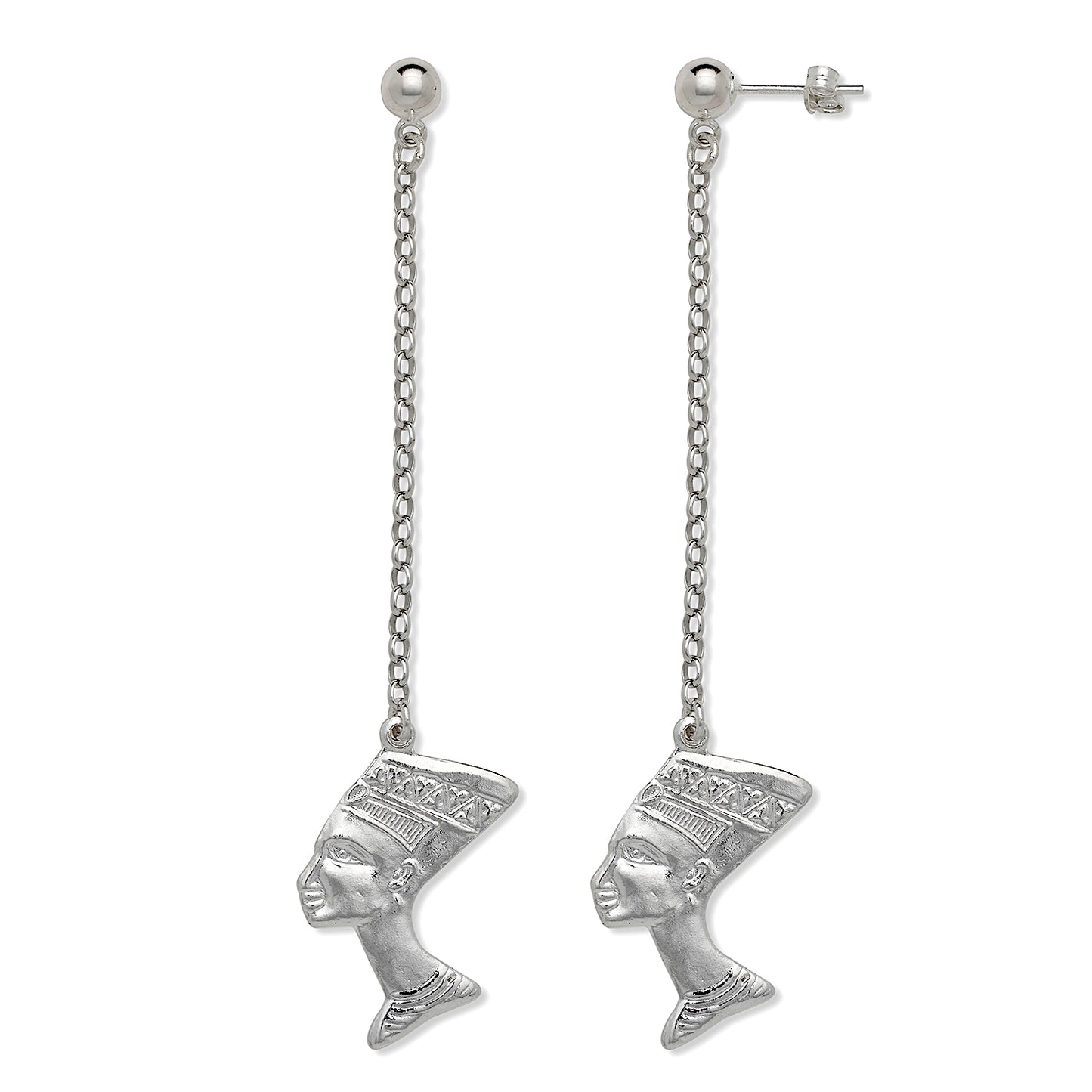 Better Jewelry Queen Nefertiti .925 Sterling Silver Chain Earrings