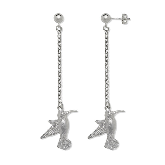 Better Jewelry Hummingbird .925 Sterling Silver Chain Earrings
