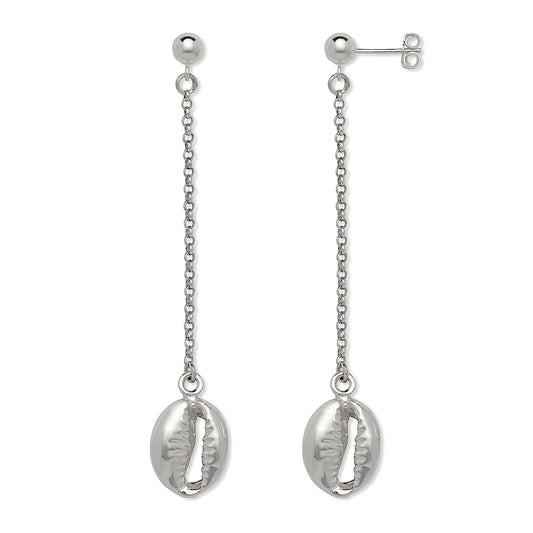 Better Jewelry Cowrie Shell .925 Sterling Silver Chain Earrings