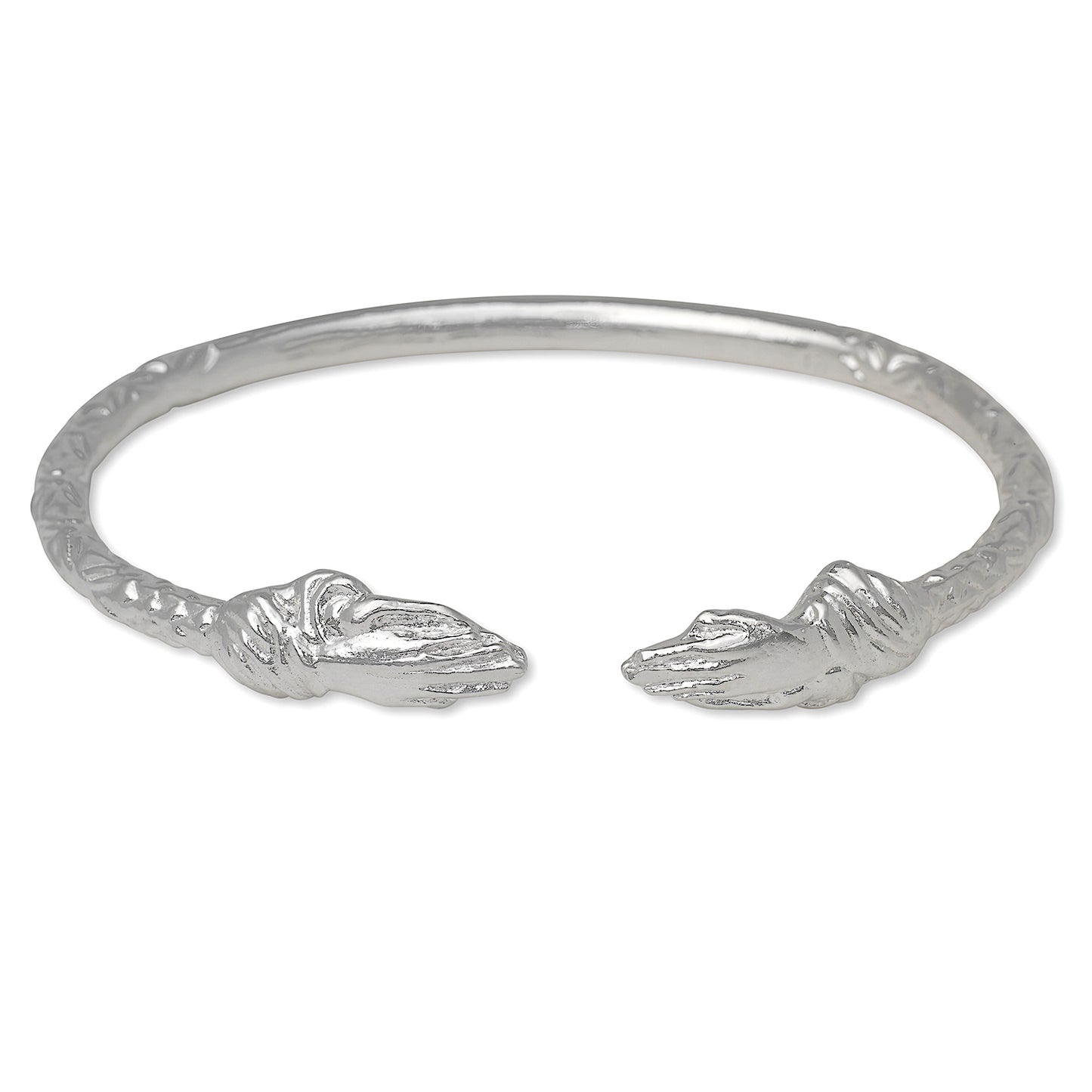 Better Jewelry Praying Hands Ends West Indian Bangle .925 Sterling Silver, 1 piece