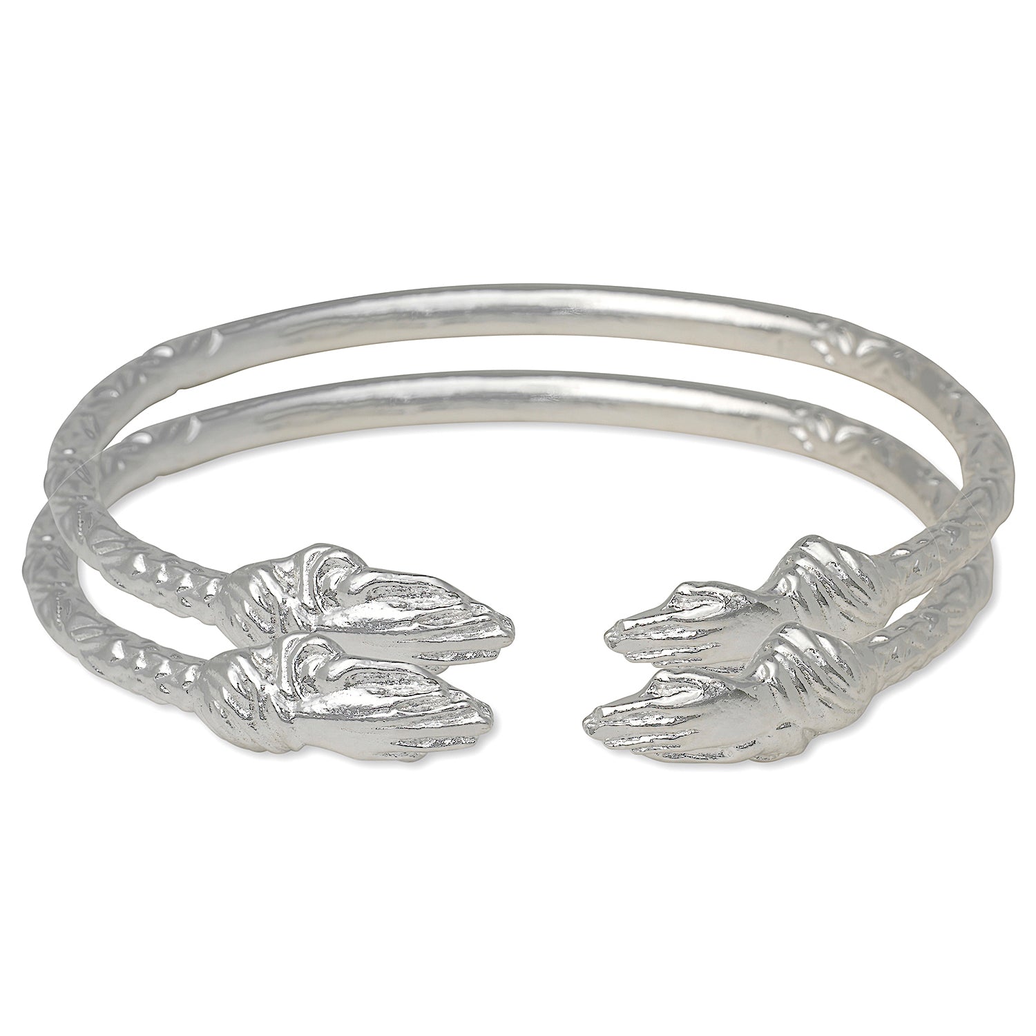 West Indian Bangles with Praying Hands â€“ 925 Sterling Silver