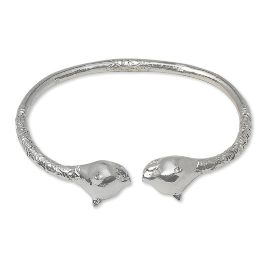 Better Jewelry Large Panther Heads .925 Sterling Silver West Indian Bangle, 1 piece