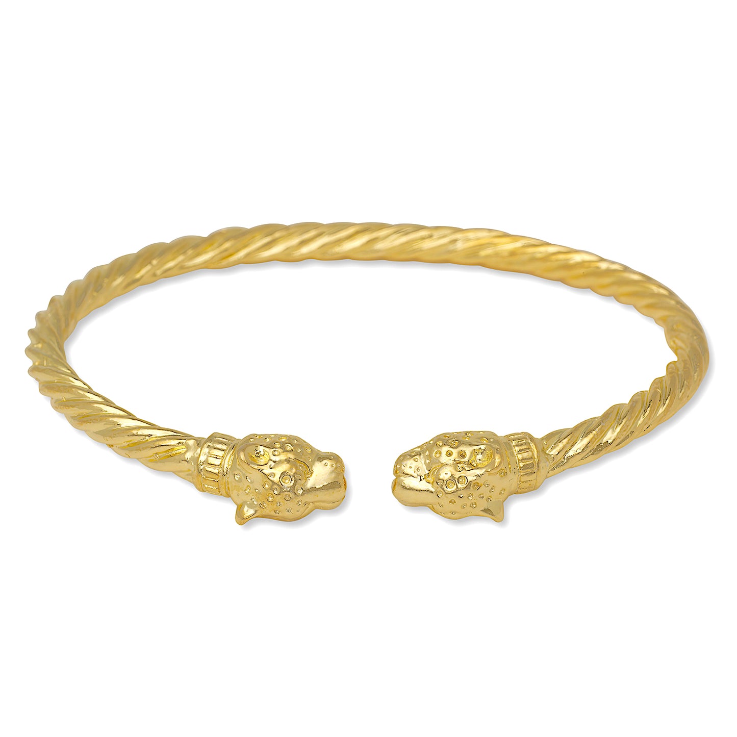 Better Jewelry Jaguar Head Coiled Rope West Indian Bangle 14K Gold .925 Sterling Silver