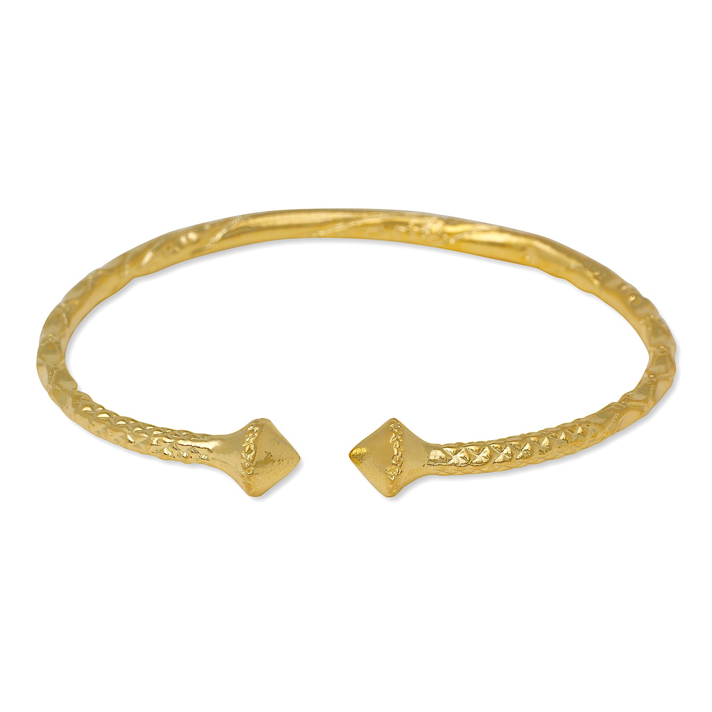 Better Jewelry Smooth Pyramid 14K Gold Plated .925 Sterling Silver Bangle, 1 piece