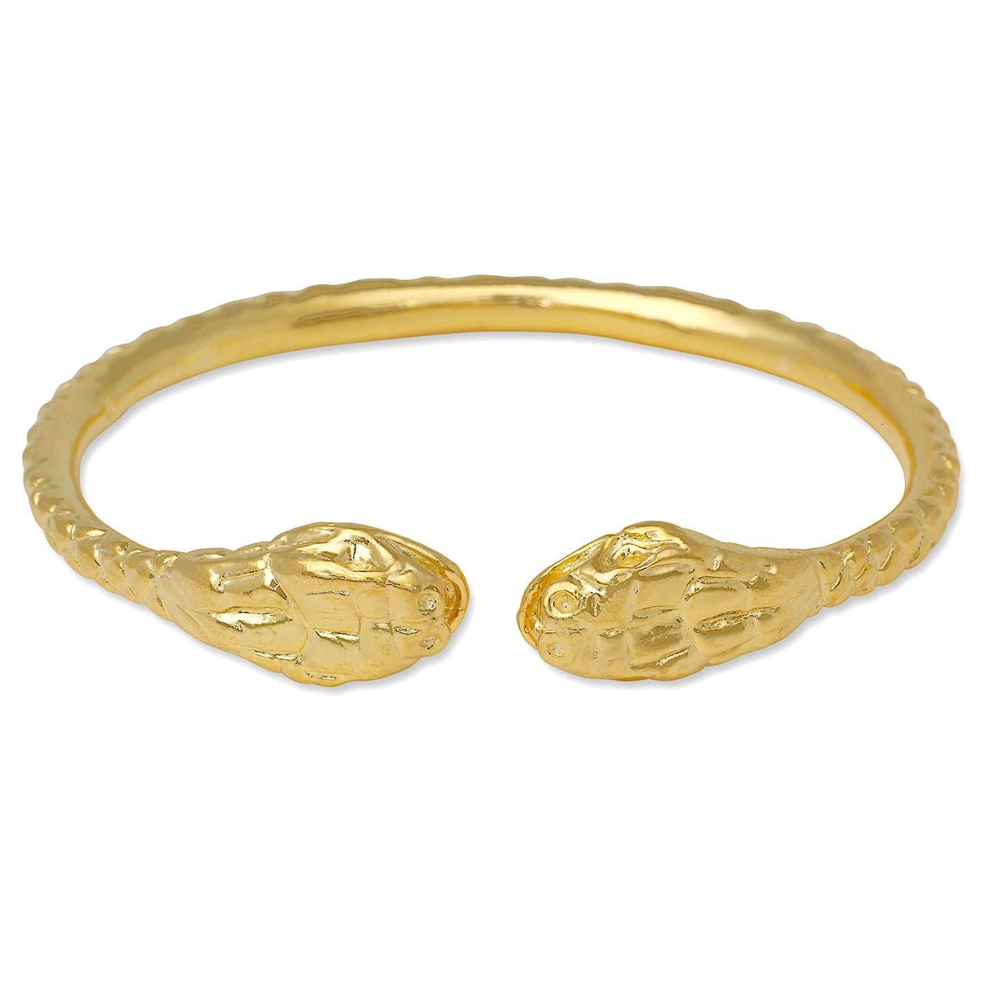 Better Jewelry Thick Snake Ends West Indian Bangle 14K Gold Plated .925 Sterling Silver, 1 piece