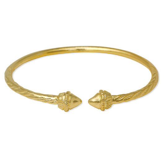 Better Jewelry Elegant Pointed Ends 14K Gold Plated .925 Sterling Silver West Indian Bangle