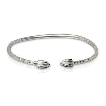 Better Jewelry Cocoa Pods .925 Sterling Silver West Indian Bangle, 1 piece