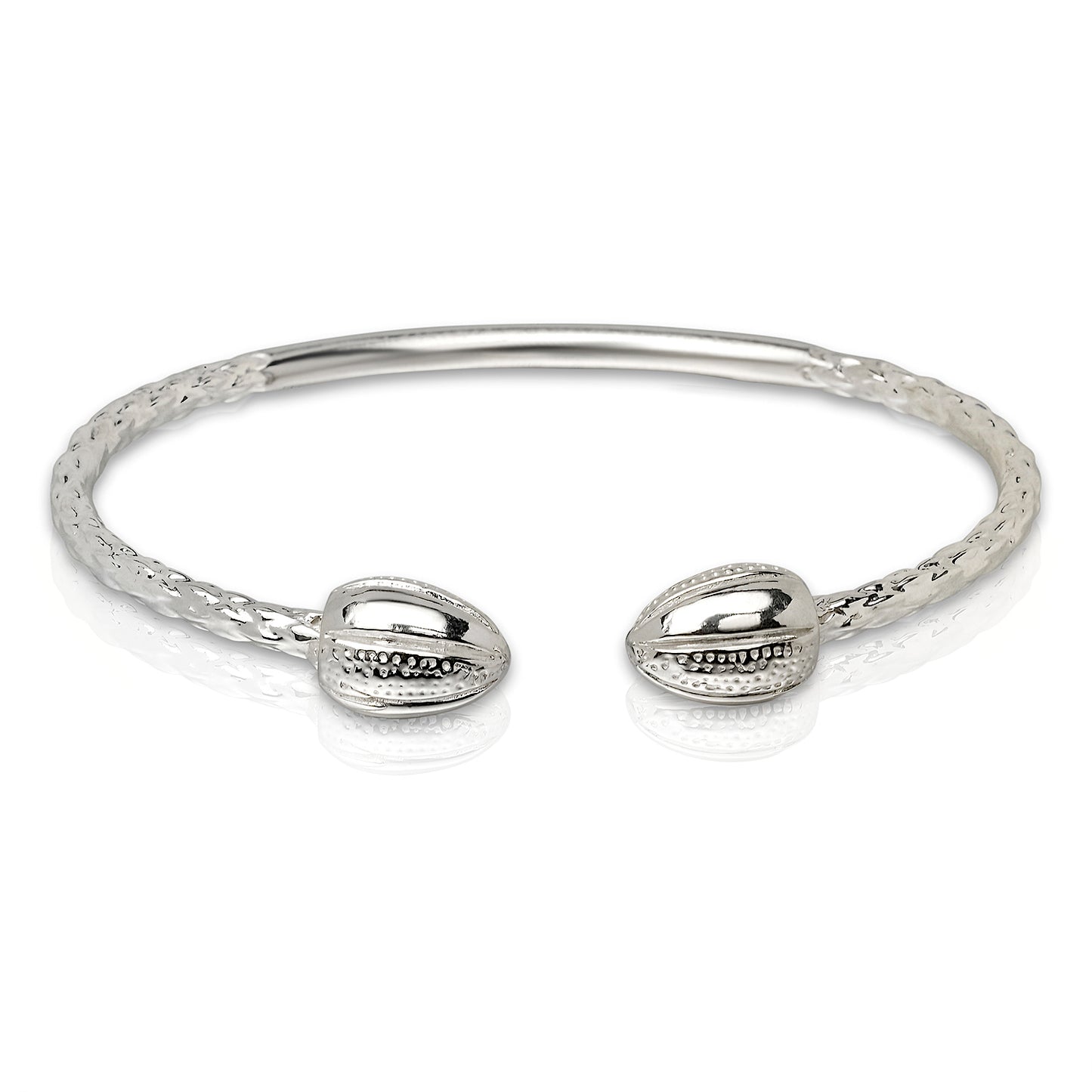 Better Jewelry Cocoa Pod End .925 Sterling Silver West Indian Bangle (Made in USA) (1 piece)