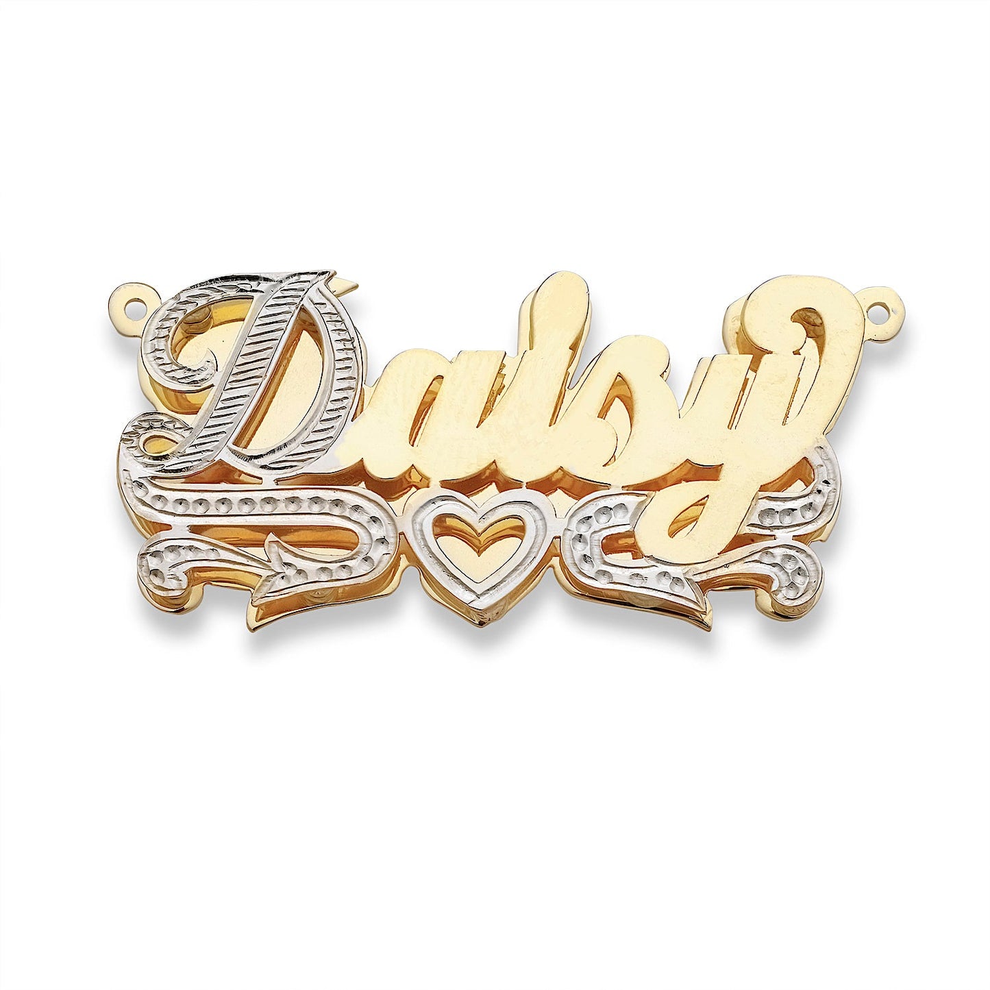 Better Jewelry Heart Design 14K Gold Double Nameplate Necklace
